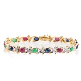 9.60ct Sapphire, Emerald & Ruby Bracelet