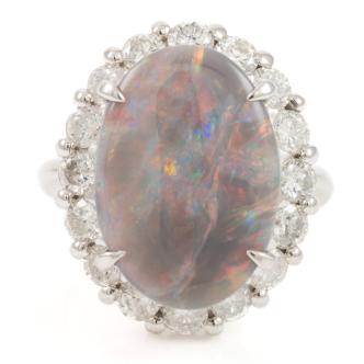 7.42ct Black Opal and Diamond Ring