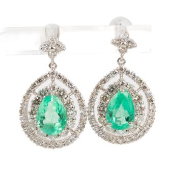 2.70ct Emerald and Diamond Earrings