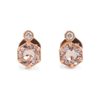 0.65ct Morganite and Diamond Earrings