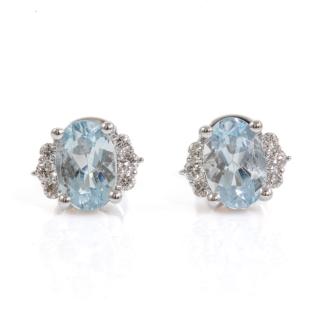 0.85ct Aquamarine and Diamond Earrings