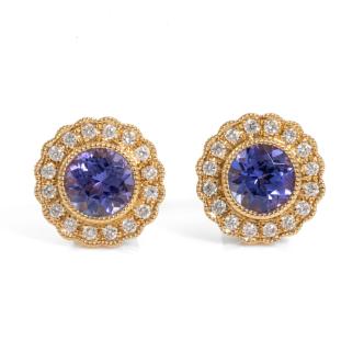 1.10ct Tanzanite and Diamond Earrings