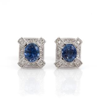 1.08ct Sapphire and Diamond Earrings