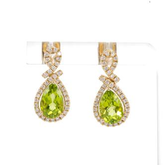 3.39ct Peridot and Diamond Earrings