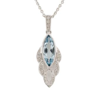 0.87ct Aquamarine and Diamond Pendant