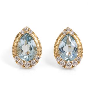 1.16ct Aquamarine and Diamond Earrings