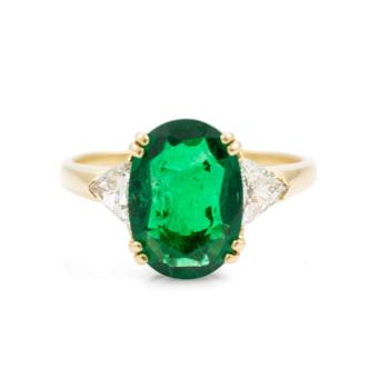 2.94ct Zambian Emerald & Diamond Ring