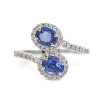 Sri Lankan Sapphire and Diamond Ring GIA