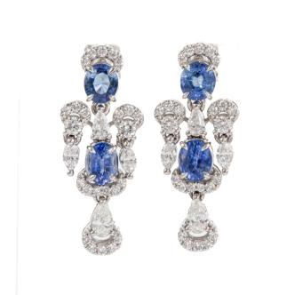 Sri Lankan Sapphire & Diamond Earrings