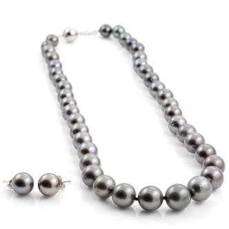Tahitian Pearl Necklace & Earrings Set