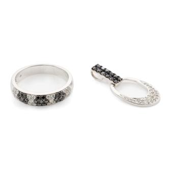 Black & White Diamond Ring & Pendant Set