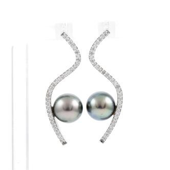 10.5mm Pearl and Diamond Earrings