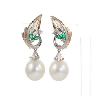 11.5mm South Sea Pearl Diamond Earrings