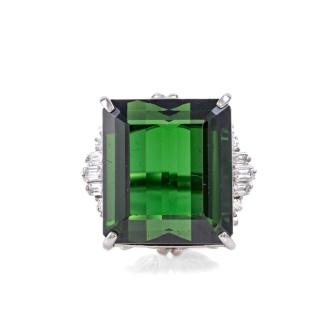 21.43ct Green Tourmaline & Diamond Ring