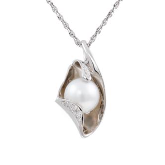 13mm Pearl and Diamond Pendant