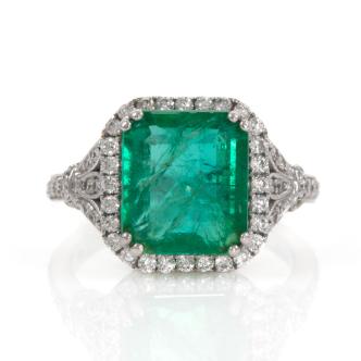 5.17ct Zambian Emerald and Diamond Ring