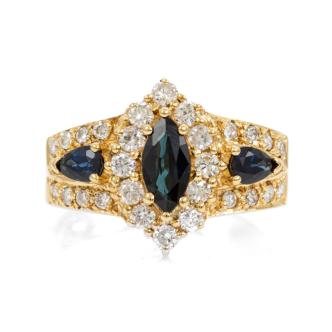 0.71ct Blue Sapphire and Diamond Ring