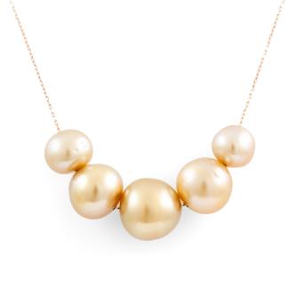 5 Golden South Sea Pearl Necklace