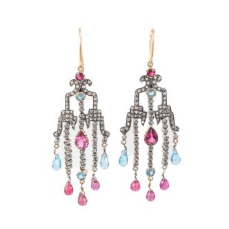 Gemstone & Diamond Chandelier Earrings