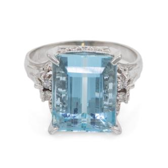 7.07ct Aquamarine and Diamond Ring