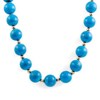 Dyed Howlite Bead Necklace 18ct gold clasp