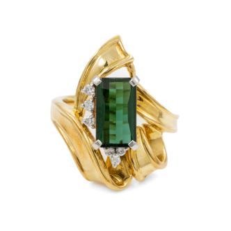 2.65ct Green Tourmaline and Diamond Ring