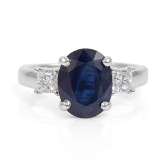 3.84ct Blue Sapphire and Diamond Ring
