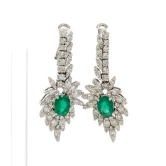 2.08ct Zambian Emerald & Diamond Earrings
