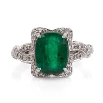 4.97ct Zambian Emerald and Diamond Ring