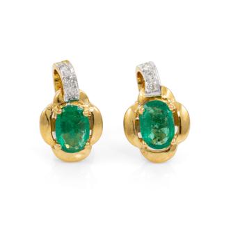 1.30ct Emerald and Diamond Earrings