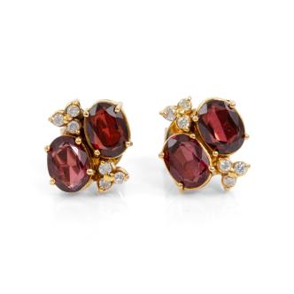 2.80ct Garnet and Diamond Earrings
