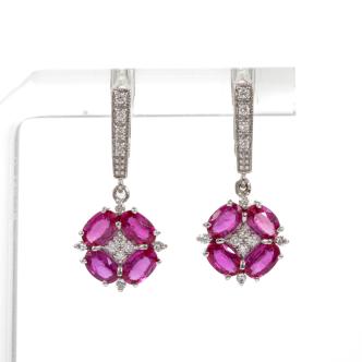 3.20ct Burmese Ruby and Diamond Earrings