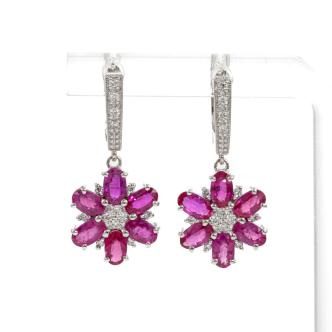 3.18ct Burmese Ruby and Diamond Earrings
