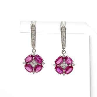 3.20ct Burmese Ruby and Diamond Earrings
