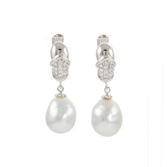 10.5mm South Sea Pearl Diamond Earrings