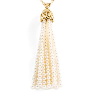 Tiffany Olive Leaf Pearl Tassel Necklace