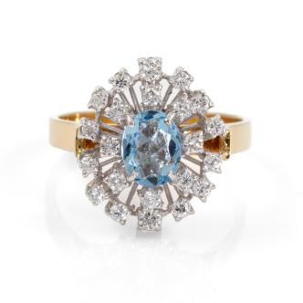 0.85ct Aquamarine and Diamond Ring