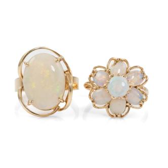 Two White Opal Ring set