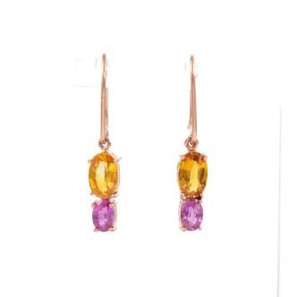 Pink and Golden Sapphire Earrings