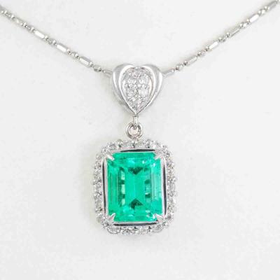 3.64ct Emerald and Diamond Pendant