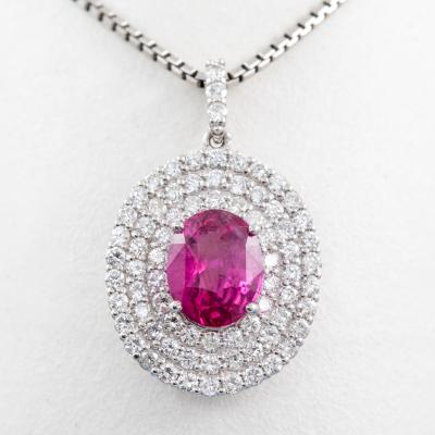 3.71ct Ruby and Diamond Pendant with GIA